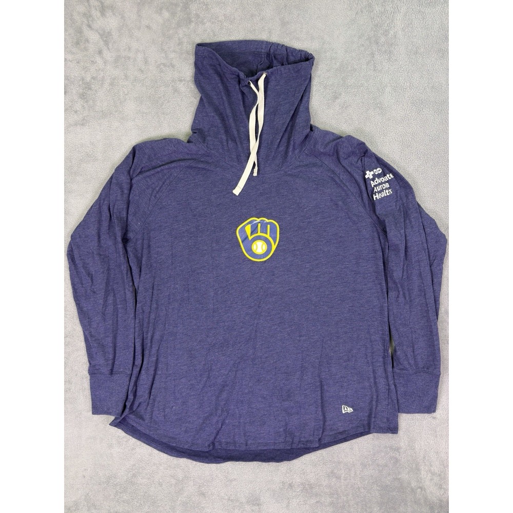 New Era Sweater Womens 3XL Blue Milwaukee Brewers Cowl Neck Long Sleeve Branded